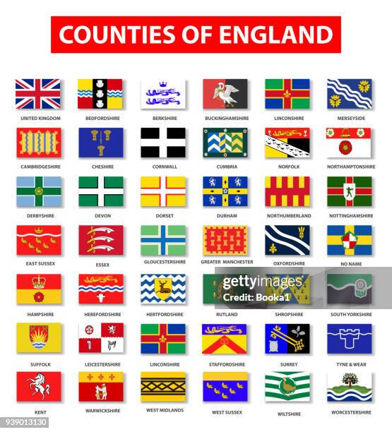 bildbanksillustrationer, clip art samt tecknat material och ikoner med grevskapen i england flagga samling - cambridgeshire