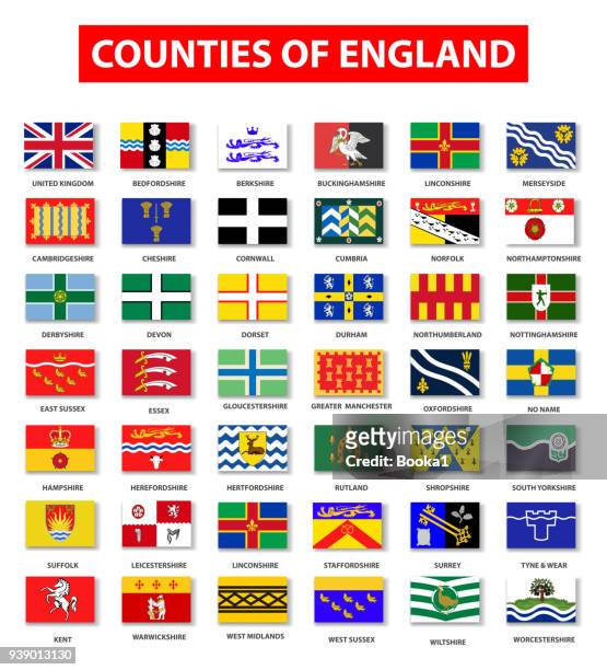 counties of england flag collection - hampshire england stock illustrations
