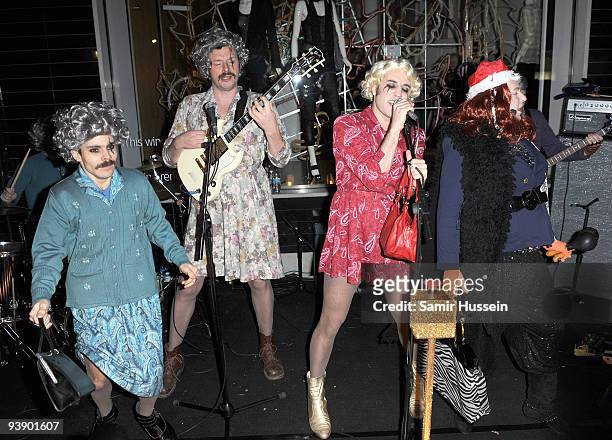 Mike Fielding, Julian Barratt, Noel Fielding and Rich Fulcher of The Mighty Boosh peform before turning on the Christmas Lights at the Stella...