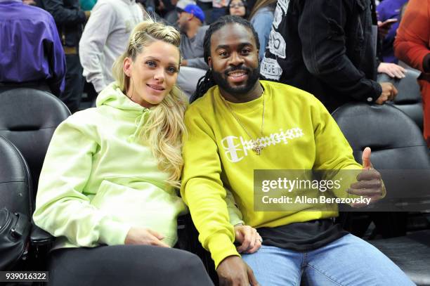 Jahleel Addae and Lindsey Nelson attend a basketball game between the Los Angeles Clippers and the Milwaukee Bucks at Staples Center on March 27,...