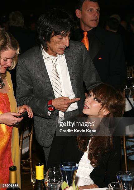 Musician Ron Wood of the Rolling Stones and Ekaterina Ivanova attends the 24th Annual Rock and Roll Hall of Fame Induction Ceremony at Public Hall on...