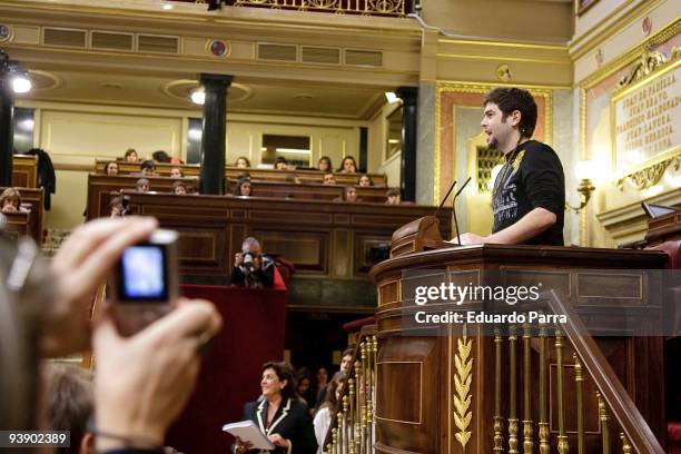 Jose Manuel Munoz of spanish rock band Estopa attend a reading of the Spanish Constitution to celebrate it's 31st anniversary on December 4, 2009 in...