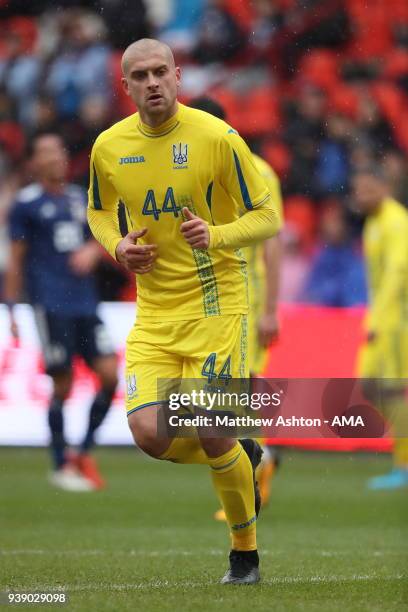 Yaroslav Rakitskiy of Ukraine during the International Friendly between Japan and Ukraine at Stade Maurice Dufrasne on March 27, 2018 in Liege,...