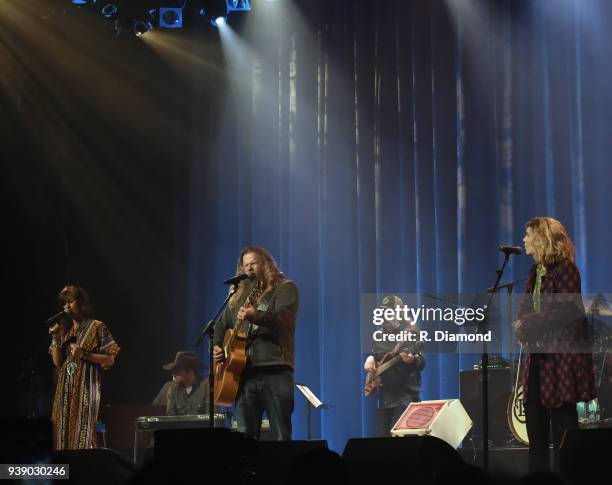 Singer/Songwriters Melonie Cannon, Jamey Johnson and Alison Krauss perform during Daryle Singletary Keepin' It Country Tribute Show at Ryman...