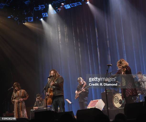 Singer/Songwriters Melonie Cannon, Jamey Johnson and Alison Krauss perform during Daryle Singletary Keepin' It Country Tribute Show at Ryman...