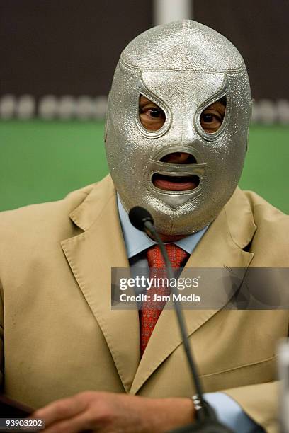 El Hijo del Santo speaks during the presentacion of the book 'El Hijo del Santo y Xico' as part of the 2009 Guadalajara International Fair Book on...