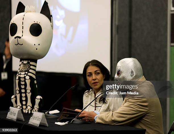 El Hijo del Santo speaks during the presentacion of the book 'El Hijo del Santo y Xico' as part of the 2009 Guadalajara International Fair Book on...