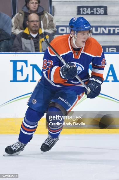 Ales Hemsky of the Edmonton Oilers skates with the play against the Phoenix Coyotes at Rexall Place on November 23, 2009 in Edmonton, Alberta,...