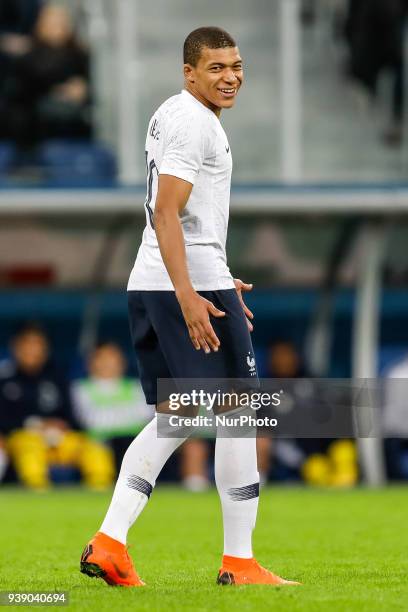 Kylian Mbappe of France national team during the international friendly football match between Russia and France on March 27, 2018 at Saint...