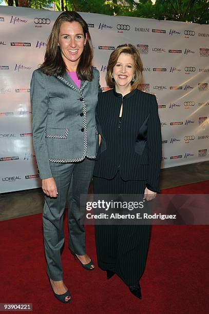 Executive VP and GM, History Nancy Dubuc and producer Abbe Raven attend the Hollywood Reporter's Annual Women in Entertainment Breakfast held at the...