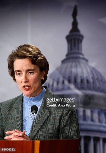 Sen. Blanche Lincoln speaks during a news conference December 4, 2009 on Capitol Hill in Washington, DC. Sen. Lincoln held a news conference to...