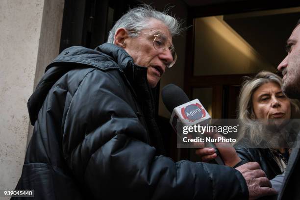 Umberto Bossi of 'Lega Nord' party during the Politicians go to the parlementing groups to elect the leaders of the groups of the Parties on March 27...