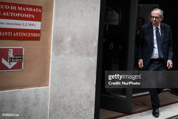 Pier Carlo Padoan of Party Democratic during the Politicians go to the parlementing groups to elect the leaders of the groups of the Parties on March...