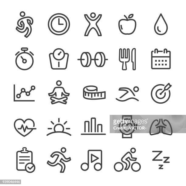 fitness icons - smart line series - healthy lifestyle icon set stock illustrations
