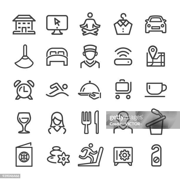 hotel icons set - smart line serie - bankpas stock-grafiken, -clipart, -cartoons und -symbole