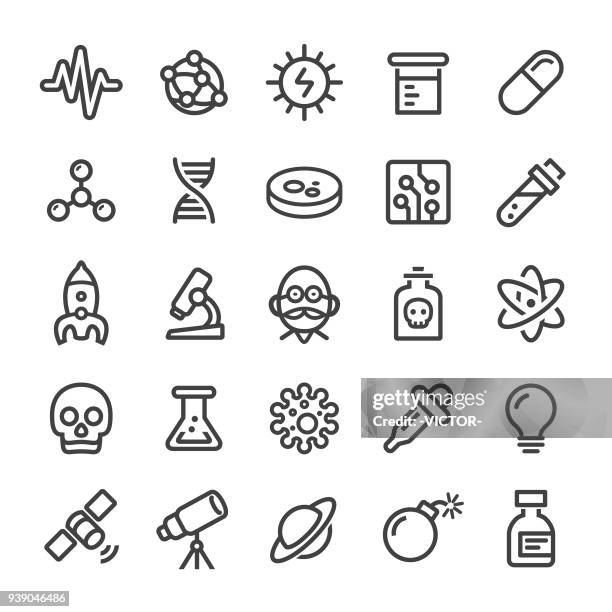 science icons - smart line series - chemical reaction stock illustrations