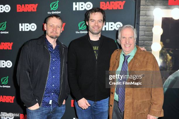 Alec Berg, Bill Hader and Henry Winkler attend the San Diego Premiere of Barry From HBO on March 27, 2018 in San Diego, California.