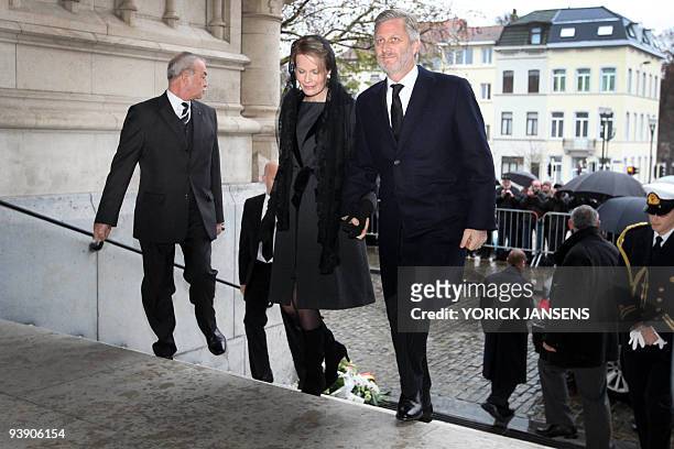 Belgium's Prince Philippe and Princess Mathilde arrive for the funeral ceremony of Prince Alexandre of Belgium, the half-brother of King Albert II...