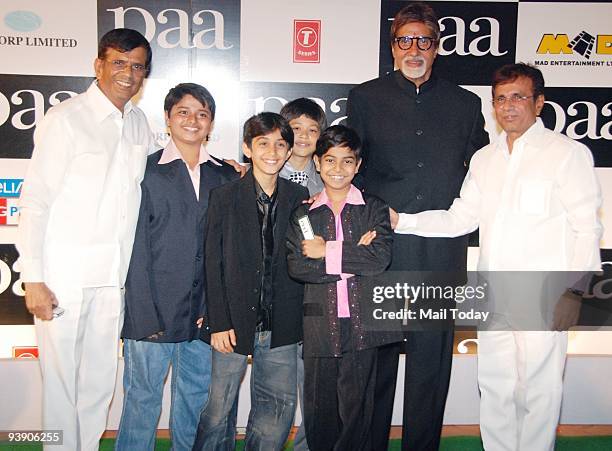 Director Duo Abbas and Mastan Burmawalla with actor Amitabh Bachchan at the premiere of the film �Paa� in Mumbai on Thursday, December 3, 2009.