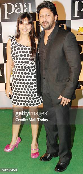 Actor Arshad Warsi with wife Maria at the premiere of the film �Paa� in Mumbai on Thursday, December 3, 2009.