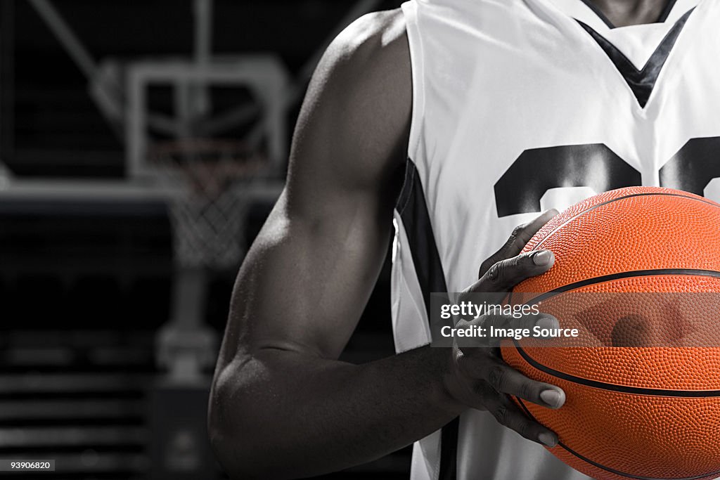 Basketball player with basketball