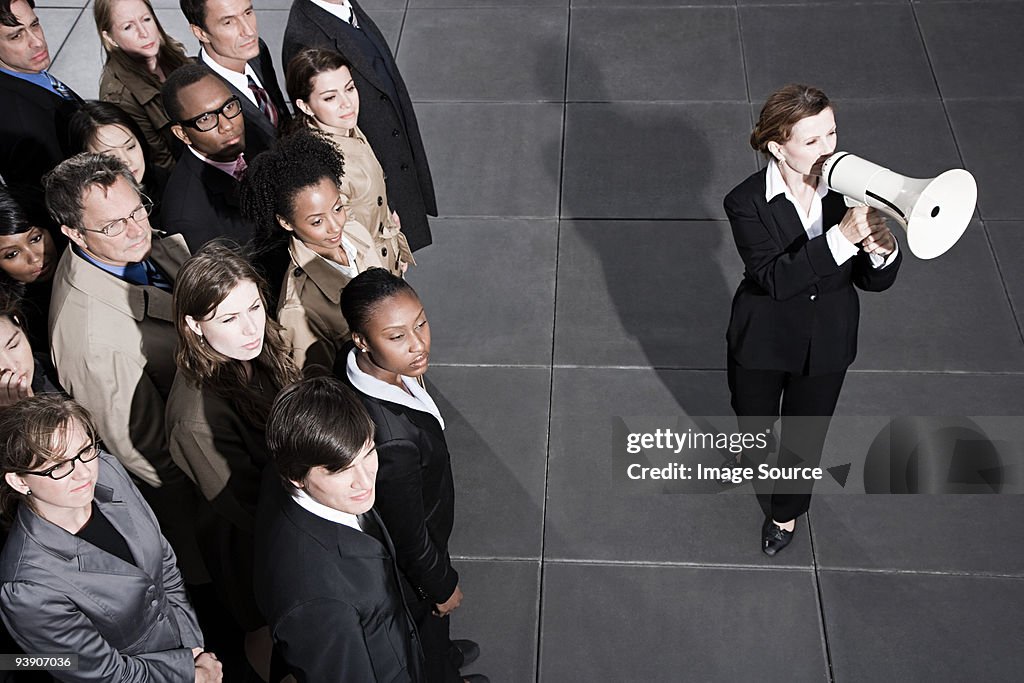 Businesswoman with megaphone