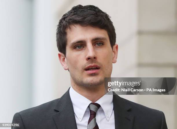 Blane McIlroy arrives at Belfast Crown Court where he is on trial accused of one count of exposure, in connection with an incident in which two...