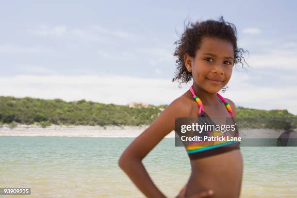 african girl wearing bikini on beach - black girl swimsuit stock pictures, royalty-free photos & images