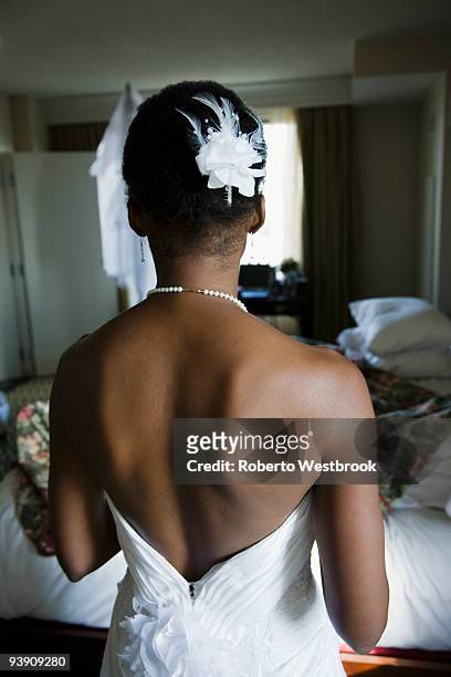 back of african bride's wedding dress - reston stock pictures, royalty-free photos & images