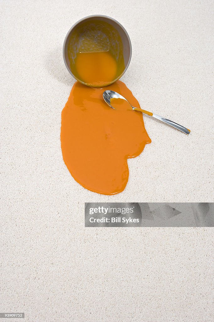 Spilt bowl of soup