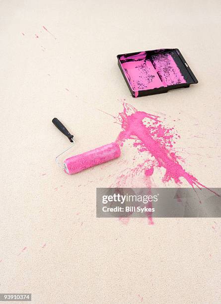paint tray dropped on carpet - damaged carpet stock pictures, royalty-free photos & images