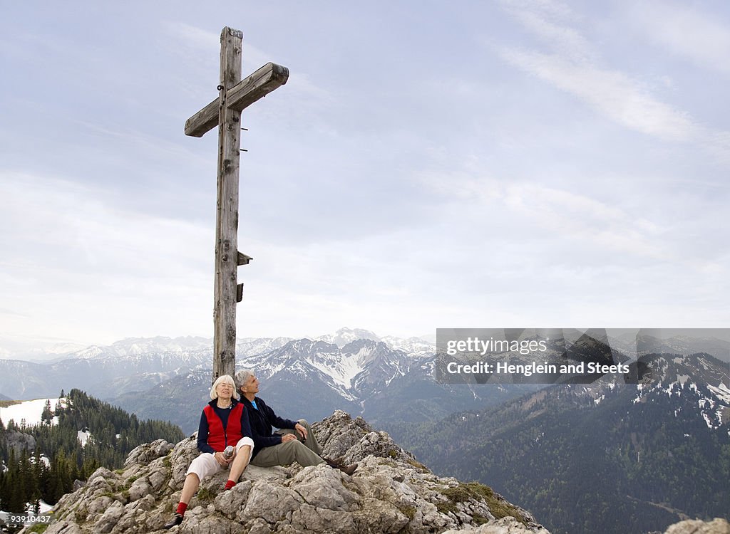 Senior couple on mountain summit