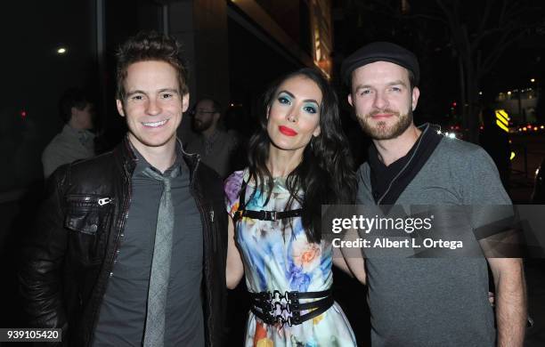 Actor Adam Webb, actress Mandy Amano and director Kyle Downes attend the North Hollywood Cinefest Screening Of "Proxy Kill" held at Laemmle's NoHo 7...