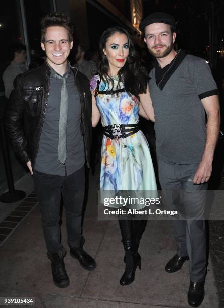 Actor Adam Webb, actress Mandy Amano and director Kyle Downes attend the North Hollywood Cinefest Screening Of "Proxy Kill" held at Laemmle's NoHo 7...