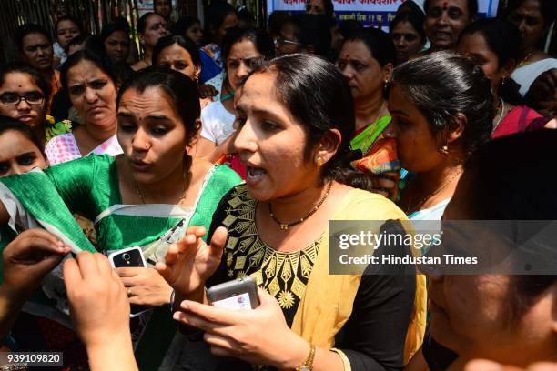 Kanjarbhat community members, in support of the virginity ritual, held a protest march from the Vidhan Bhavan to collectorate by holding pla cards...