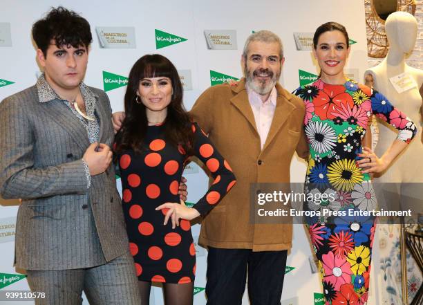 Palomo Spain, Maria Escote, Lorenzo Caprile and Raquel Sanchez Silva attend the opening of 'Maestros de la Costura' Pop-Up store at El Corte Ingles...