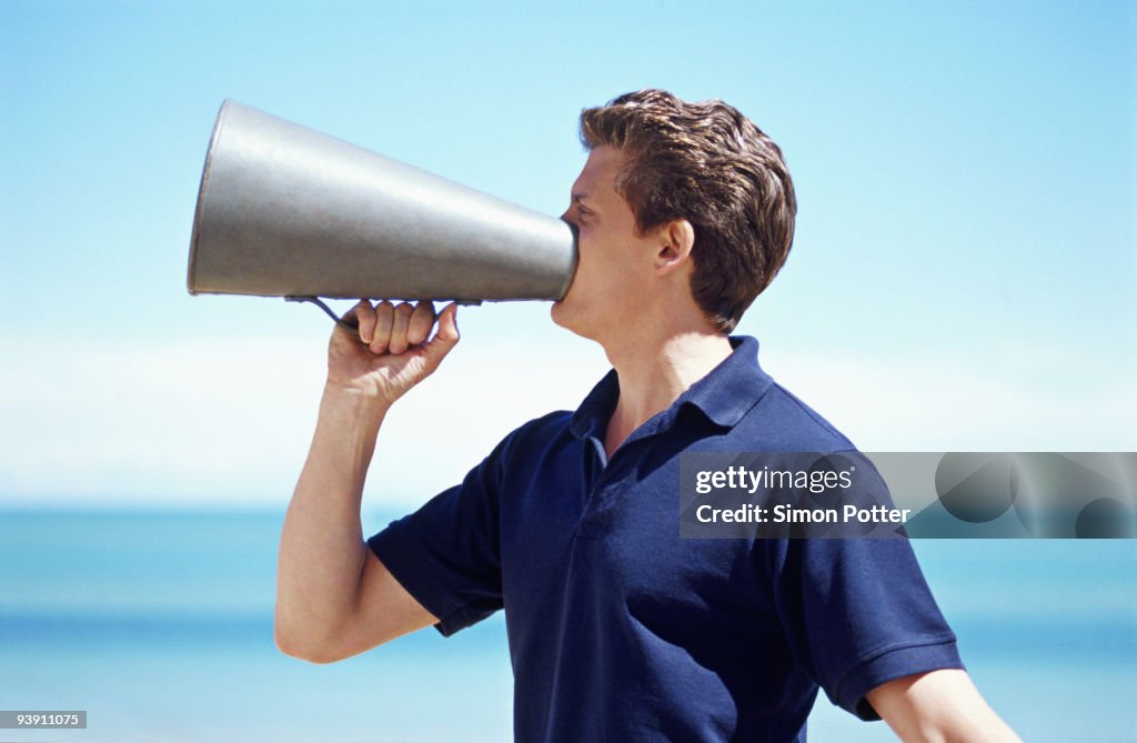 Man with mega phone