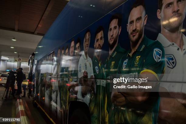 Media waiting for the South African team to arrive at OR Tambo International Airport on March 27, 2018 in Kempton Park, South Africa. The Australian...