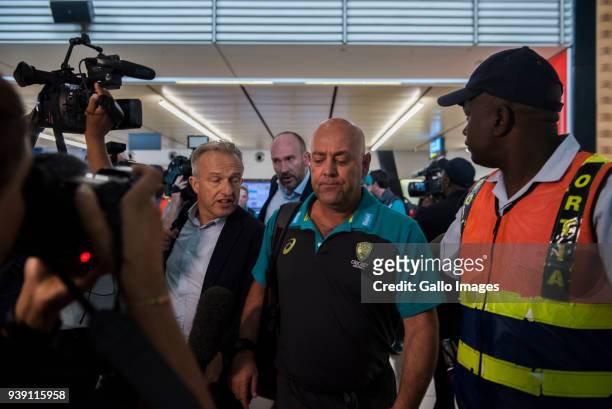Darren Lehmann, Australian coach arriving at OR Tambo International Airport on March 27, 2018 in Kempton Park, South Africa. With the team. The...