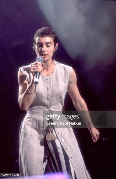 Sinead O'Conner performs onstage during the WOMAD Concert Tour at Marcus Ampitheater on September 3, 1993 in Milwaukee, Wisconsin.