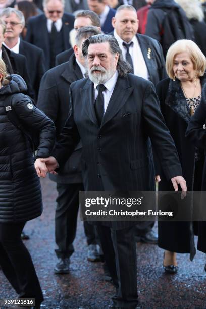 Actor Ricky Tomlinson arrives at Liverpool Anglican Cathedral for the funeral of comedian Sir Ken Dodd on March 28, 2018 in Liverpool, England....