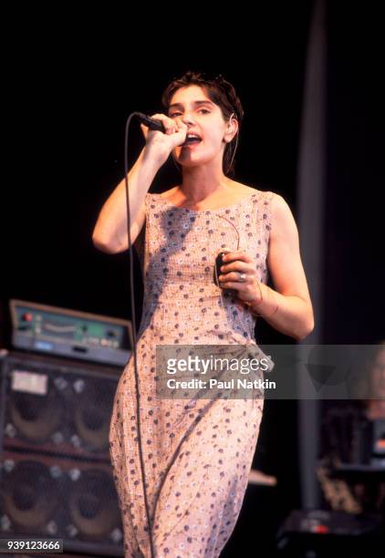 Sinead O'Connor performs onstage at the World Music Theater in Tinley Park, Illinois, July 15, 1995.