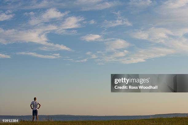 male taking in the view - ross woodhall stock-fotos und bilder