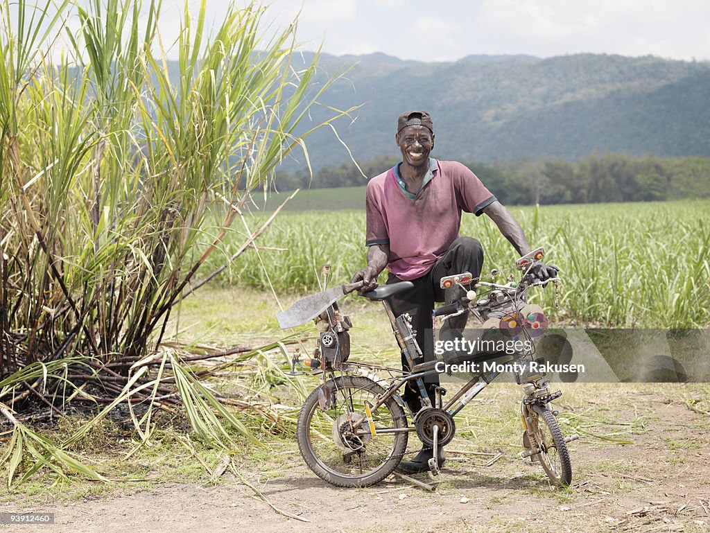 Sugar Cane Worker With Bicycle
