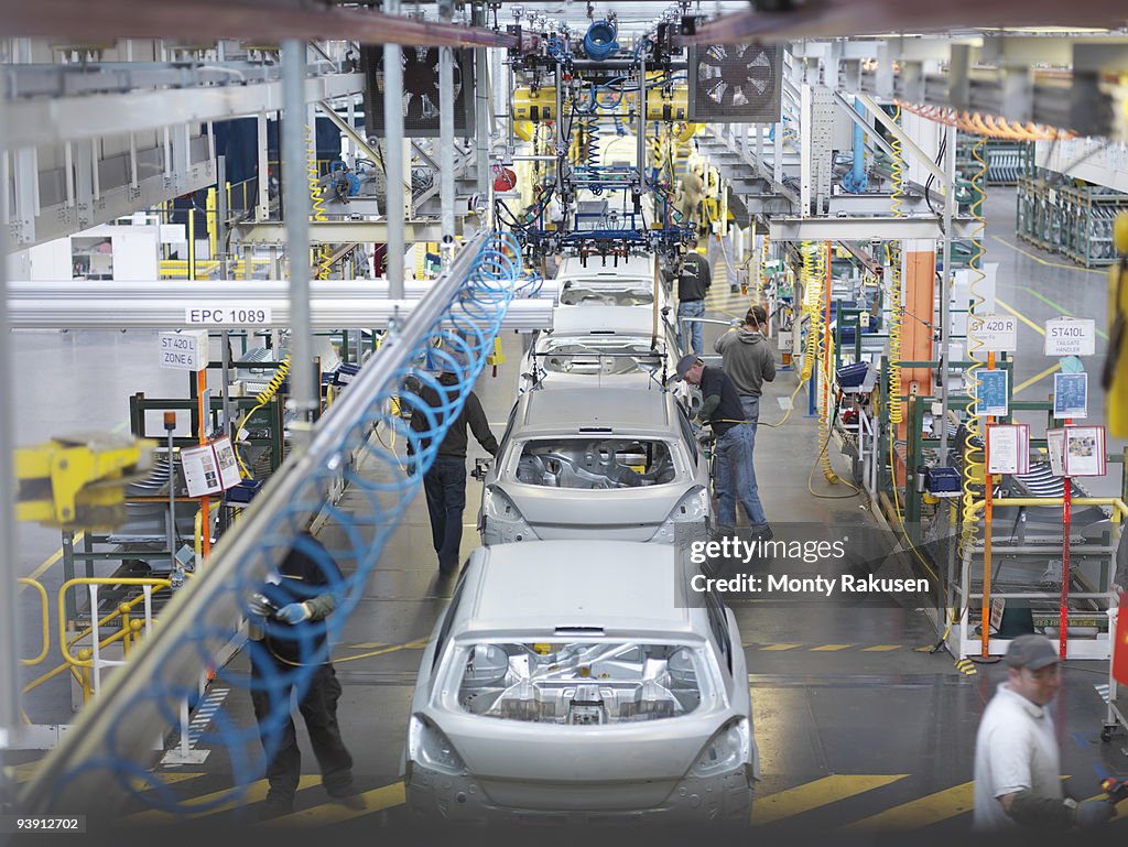 Car Plant Production Line From Above