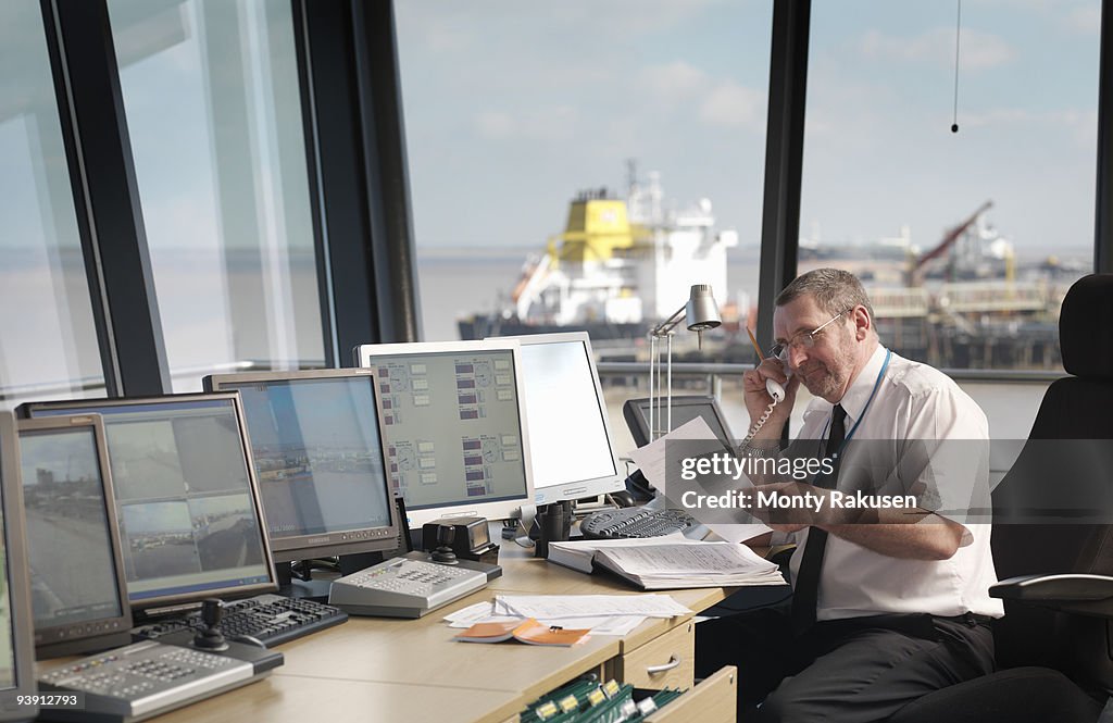 Port Worker In Control Tower