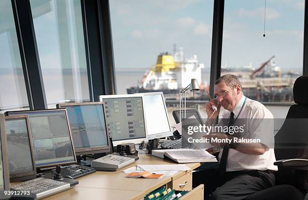 port worker in control tower - airport authority stock pictures, royalty-free photos & images