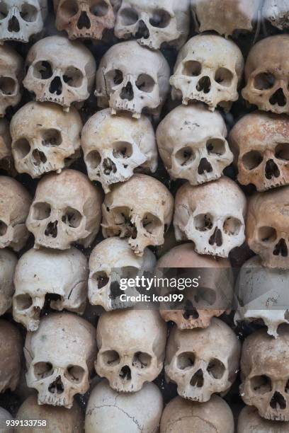 remains of khmer rouge victims in cambodia - killing fields stock pictures, royalty-free photos & images