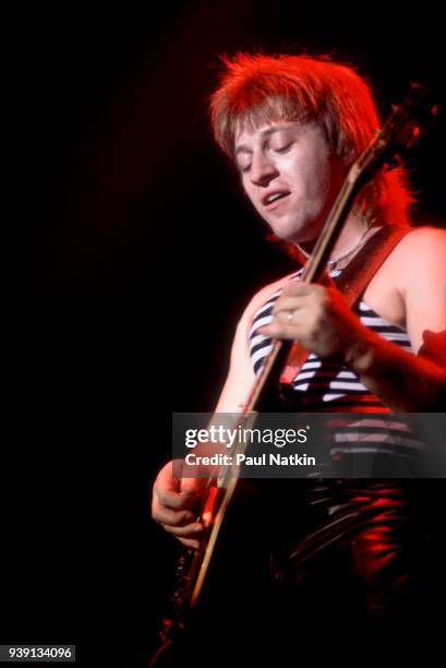 Guitarist Aldo Nova performs at the Aragon Ballroom in Chicago, Illinois, April 9, 1982.