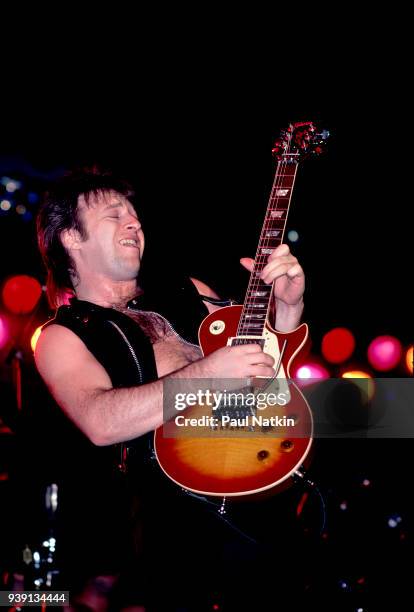 Guitarist Aldo Nova performs at the Aragon Ballroom in Chicago, Ilinois, November 25, 1983.